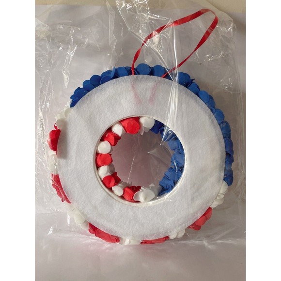 Patriotic America 11" Wreath Memorial American Flag Stats Stripes USA - NEW - Picture 2 of 3